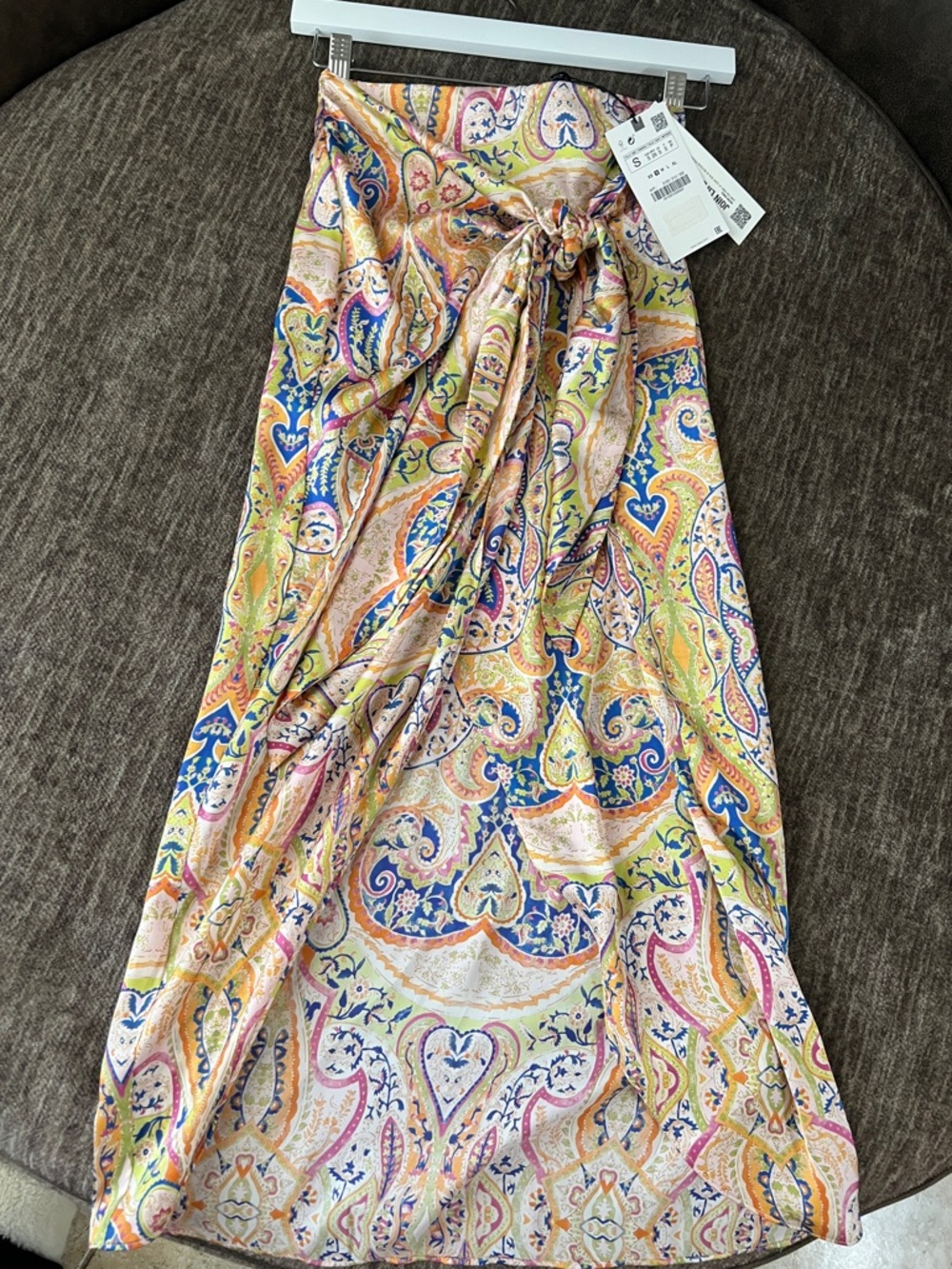 Zara Silky Floral Asymmetrical Skirt